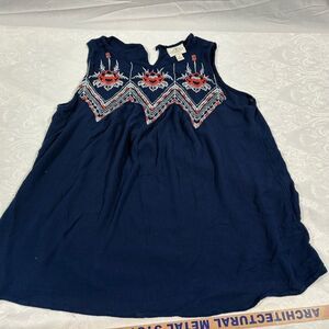 St. John's Bay woman’s tank top  with Red and White Embroidery size med